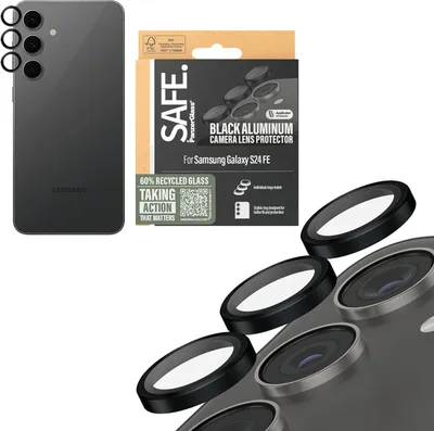 Produktbild von PanzerGlass SAFE. by ® Kameraschutz Schwarz Samsung Galaxy S24 FE, Samsung, Samsung - Galaxy S24 FE, Trockene Anwendung, Kratzresistent, Schockresistent, Schwarz, 1 Stück(e)