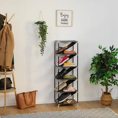 Image de Étagère à chaussures peu encombrante pour 11 paires, étagères inclinées