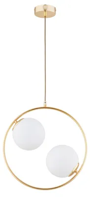 Produktbild von Hängelampe AVIA, gold-weiß, 2xE14, 10W, Metall, Maße: 85x15x38,5 cm, IP20, Marke: Alfa