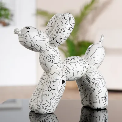 Productafbeelding van Gilde Figur, Ballonhund, Modern Art, Einliniendesign, Kunstharz, weiß, VE 2 Höhe: 23.00 cm Breite: 26.00 cm Tiefe: 10.00cm 37960