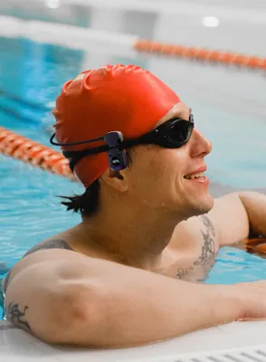 Produktbild von Knochenleitungskopfhörer zum Schwimmen, IPX8 wasserdichter Open-Ear-MP3-Player, kabelloser Sportkopfhörer, integrierter 8-GB-Flash-Speicher (Blau)