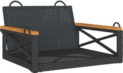 Obrázok produktu pre Hojdacia lavica čierna 63x62x40 cm polyratan
