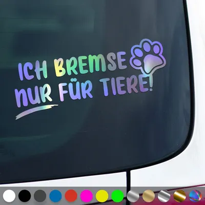 Produktbild von PantherPixel Bremsen Aufkleber Nur Für Tiere Tierrettung Tierschutz Sticker Auto Geschenkidee Farbe Oilslick-Hologramm