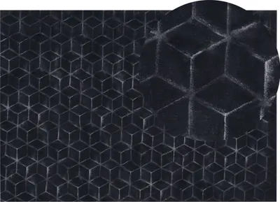 Zdjęcie produktu dla BELIANI Dywan imitacja skóry  królika czarny imitacja futra z poliesteru 160 x 230 cm pluszowy miękkie włosie