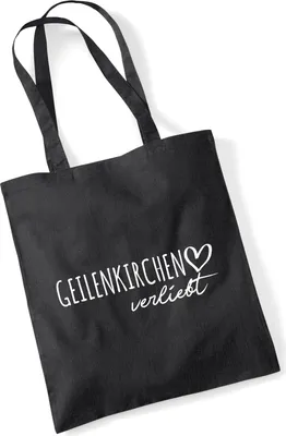 Produktbild von Huuraa Jutebeutel Geilenkirchen verliebt 10 Liter Black Baumwolle Tasche Geschenkidee