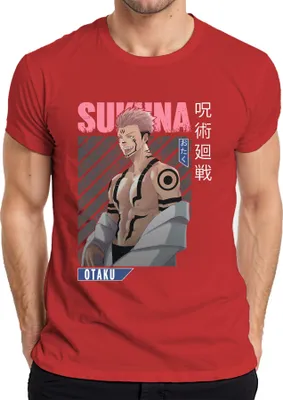 Produktbild von Sukuna Jujutsu Kaisen Otaku Anime Ästhetik Dämon Geschenk Vintage Herren T-Shirt, Rot, M