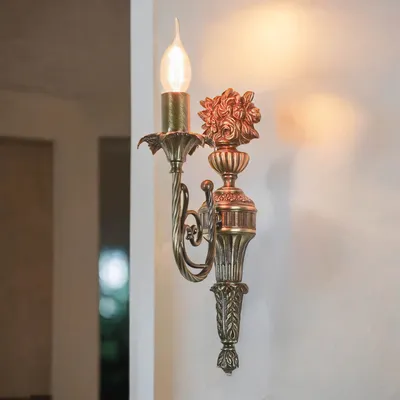 Produktbild von Wandlampe E14 Bronze aus Messing massiv Jugendstil Wandleuchte