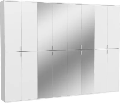 Productafbeelding van Kast 16 deuren BODITE – 8 deuren met spiegels – Wit gelakt