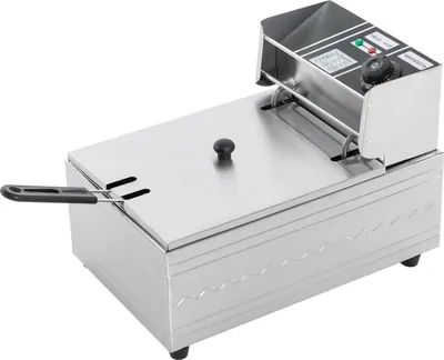 Produktbild von Fritteuse - Elektrisches Frittiergerät - 6 L - 2500 W - 60–200°C Thermostat - Edelstahl - Kaltzonen-Technologie - Korb und Deckel