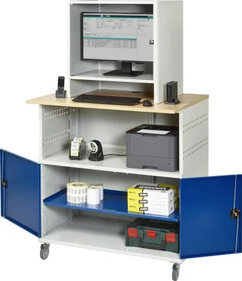 Produktbild von Rau Computer-Tisch 1022 mit Monitorgehäuse T550 mm, B1100xT790xH1890mm, mobil