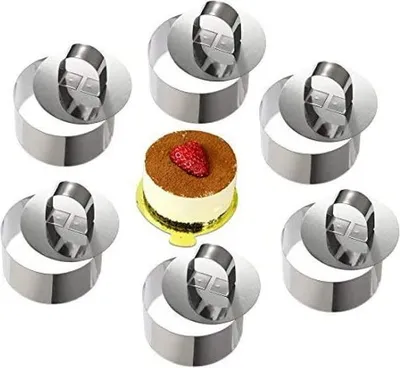 Produktbild von Mousse-Ringe, Kuchenring, Edelstahl-Kuchenform mit Schieber, 8 cm Durchmesser, 6 Stück (rund)