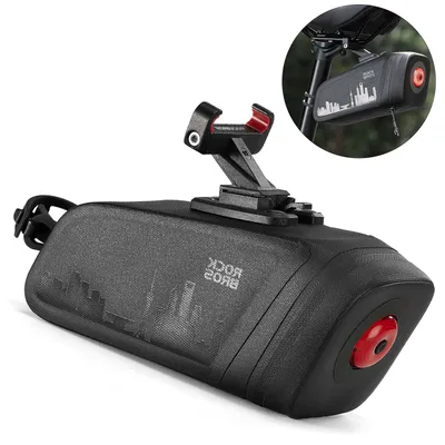 Produktbild von ROCKBROS Fahrrad Satteltasche 0,66L Wasserdichte Fahrradtasche mit Rücklicht Leichtes Sitztasche Schwarz