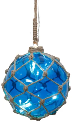Produktbild von Best Season "Noah" Glaskugel mit 8 LED-Lichtern, ca. 12 cm Ø blau im GarnnetzKabel transp.Trafo, 457-32