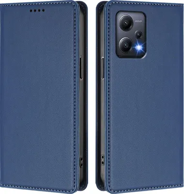 Immagine prodotto di Custodia in pelle per Xiaomi Poco X5/Redmi Note 12 5G, flip case magnetico in Finto cuoio con supporto Blu scuro