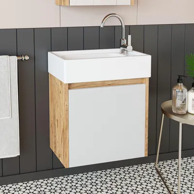Image de Skye Decor, meuble de salle de bain moderne avec vasque intégrée, 100% mélaminé, en bois d'épicéa "Atlantique"