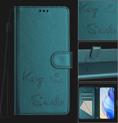 Produktbild von Für ZTE Blade V60 Vita / Axon 60 Lite Keep Smile Kunst Leder RFID Schutz Handyhülle Grün