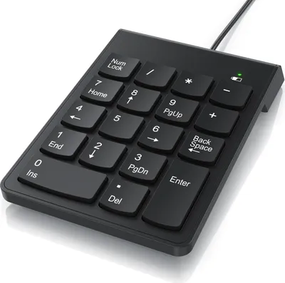 Obrázok produktu pre CSL Numerická klávesnica drôtová, Numpad, Klávesnica vrátane multimediálnych kláves, USB, numerická klávesnica, numerická klávesnica prídavná klávesnica, 10 multimediálnych kláves, 18 kláves, notebook, PC