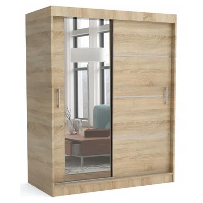 Produktbild von Schwebetürenschrank Tomy in Sonoma Eiche, Moderner Stauraum für Ihr Zuhause, Kleiderschrank 160 cm breit
