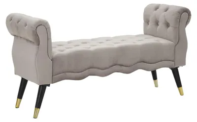 Obrázek produktu pro Pařížská šedozlatá prošívaná sametová lavice – délka 120 cm