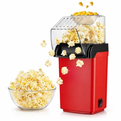 Produktbild von Popcornmaschine Heißluft – rote Popcorn Maker Maschine für frisches Popcorn ohne Öl