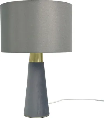 Produktbild von Relaxdays Tischlampe, Leinenschirm & Samtfuß, E27, HxD: 47 x 40 cm, Nachttischlampe mit Kabel, Schlafzimmer, grau