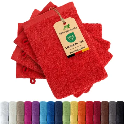 Produktbild von 4er-Set ARIZONA Handtuch-Serie von AR Line – 100% Baumwolle, 500 g/m², 4er-Set Waschhandschuhe 15x21 cm, Rot