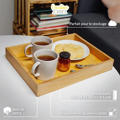 Immagine prodotto di Creative Deco Scatola Portaoggetti in Legno di Faggio | 36x28x5 cm | Vassoio Grande per Spezie, Ufficio, Decorazione, Gioielli