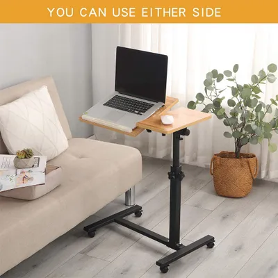 Produktbild von Laptoptisch Notebooktisch Beistelltisch Kaffeetisch Sofatisch Höhenverstellbar Holz 60x34.5x(58-90)cm