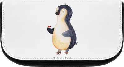 Produktbild von Mr. & Mrs. Panda Kosmetiktasche Pinguin Marienkäfer - Weiß - Geschenk, klein, Aufmerksam, Make-up Täschchen, Liebe, Glück, Kleine Wunder, kosmetiktäschchen, Kulturtasche