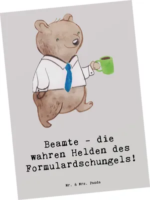 Produktbild von Mr. & Mrs. Panda Postkarte Beamtin Heldin - Grau Pastell - Geschenk, Wertschätzung, Ansichtskarte, Berufsliebe, Grußkarte, Berufsalltag, personalisierte Geschenke, Beruf