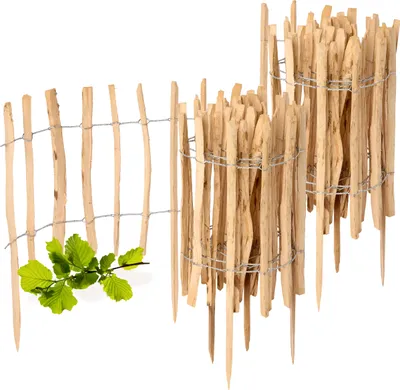 Produktbild von Gartenzaun zum Stecken aus Haselnüsse Zaun Garten Staketenzaun Beeteinfassung Holz  GD-0156 (2 Stück, 60 cm x 500 cm)