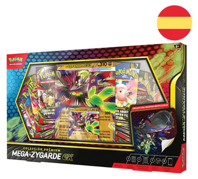 Immagine prodotto di Collezione Premium Mega-Zygarde ex del gioco di carte Pokémon, edizione spagnola, con 8 bustine booster
