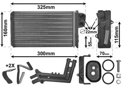 Produktbild von VAN WEZEL 43006227 Wärmetauscher Innenraumheizung Kühler für RENAULT Scénic I (JA0/1, FA0) MEGANE Scenic (JA0/1)