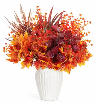 8-teiliges Kunstblumen-Set Herbstdeko Ahorn Eukalyptus