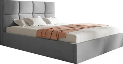 Produktbild von Polsterbett, 120x200 cm, Doppelbett, mit Bettkasten, mit Lattenrost, mit Kopfteil, Modern Bett, Robust, Elegant, Erstklassige Qualität, Slim, Grau