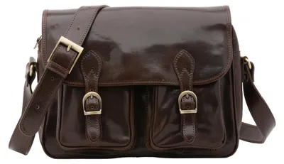 Image de Sac bandoulière pour femmes, en cuir véritable, en cuir pleine fleur, fermeture magnétique, fabriqué en Italie