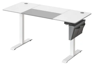 Produktbild von Elektrischer Sitz-Steh-Schreibtisch - Spanplatte/Stahlgestell - Weiß/Grau - 60 x 140 x 72-120 cm