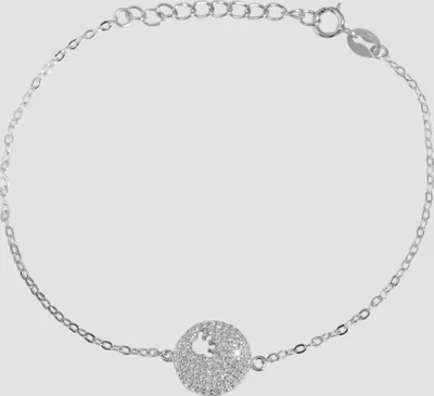 Produktbild von 925/- Echt Silber Armband "Glorina" mit Anhänger und weissen Zirkonia Steinen rhodiniert