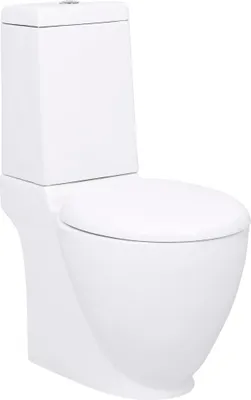 Produktbild von WC Keramik-Toilette Badezimmer Rund Senkrechter Abgang Weiß