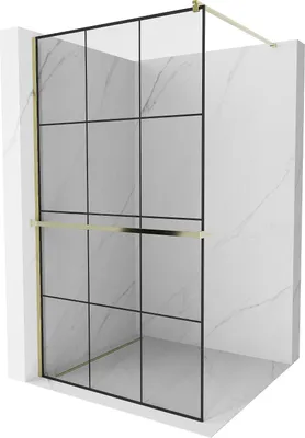 Immagine prodotto di Mexen Kioto+ parete doccia con mensola Walk-in 110 x 200 cm, griglia nera, oro - 800-110-121-50-77