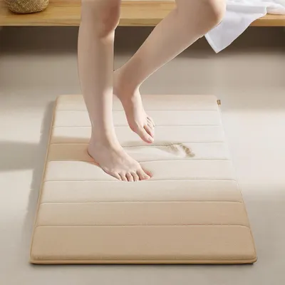 Produktbild von 50 x 80 cm Badematte aus Memory-Schaum, saugfähige Badematte, maschinenwaschbar (Beige)