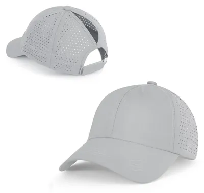 Produktbild von Baseballkappe Damen Pferdeschwanz Einstellbar Luftdurchlässig Sonnenschutz Hellgrau 56-58 cm