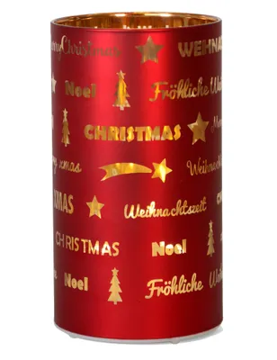 Produktbild von LED Windlicht Laterne Rot 16 cm | 27673 - Kerzenhalter Adventsdekoration