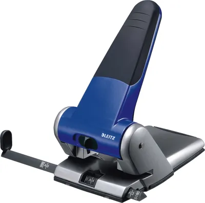 Produktbild von Registraturlocher 65 Blatt mit Anschlagschiene blau Packung mit 8 Stück