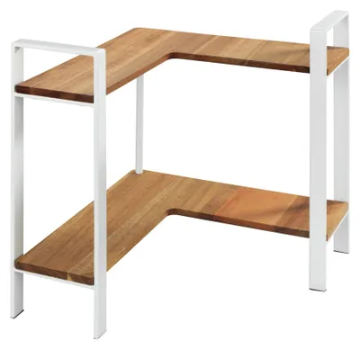 Image de WENKO Etagère d'angle de cuisine Mod. Louisa, 2 étages, 2 étagères en acacia