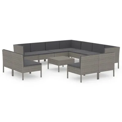 Immagine prodotto di vidaXL Set da giardino lounge da 12 pezzi con cuscini in polyrattan grigio