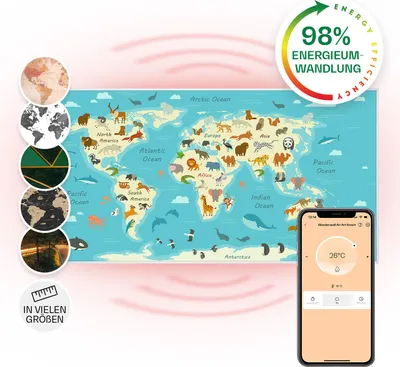 Image de Klarstein Air Art Smart Chauffage Infrarouge, 700W Radiateur Electrique pour Maison, Contrôle via l'Application IoT/WiFi, Détection de Fenêtre Ouverte, Chauffage Mural, Thermostat, Econome, Sans CO2