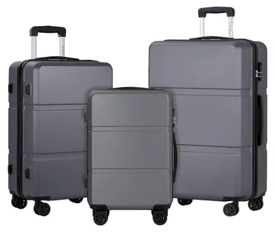 Image de Ensemble de valises, avec serrure TSA intégrée, roulettes pivotantes silencieuses, couleur gris foncé (20+24+28 pouces)