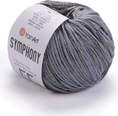 Produktbild von YarnArt Symphony Garn 2108, Grau, 80% Baumwolle, 50g, 125m, glänzend