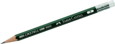 A single green pencil with white text and a white eraser is shown diagonally against a white background.